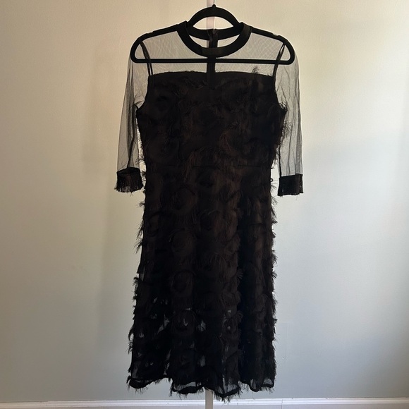Dresses & Skirts - Black Textured Sheer Sleeve Dress